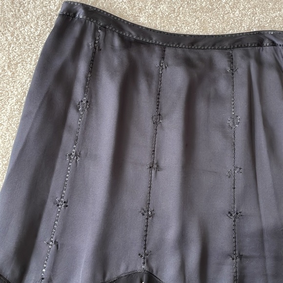 Alfani 100% Silk Embellished Lined Black Patterned Skirt - Picture 4 of 13